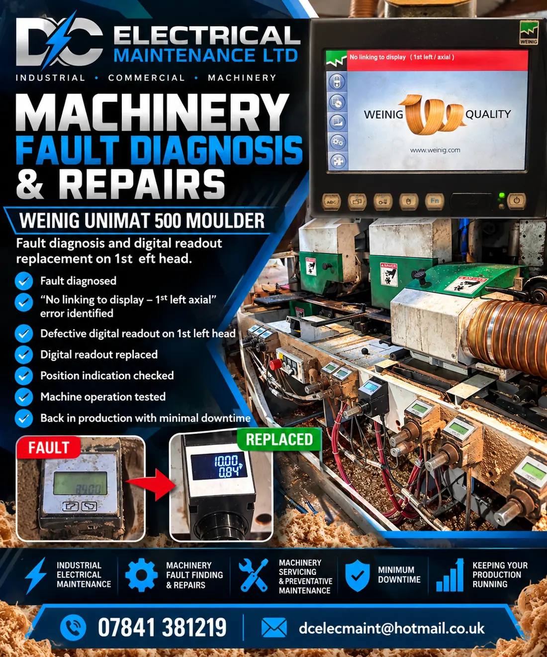 Weinig Unimat 500 digital readout repair